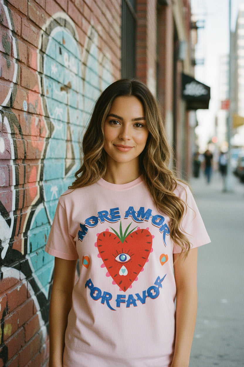 More Amor Por Favor ivory tee - heavyweight comfort colors retro love shirt for women