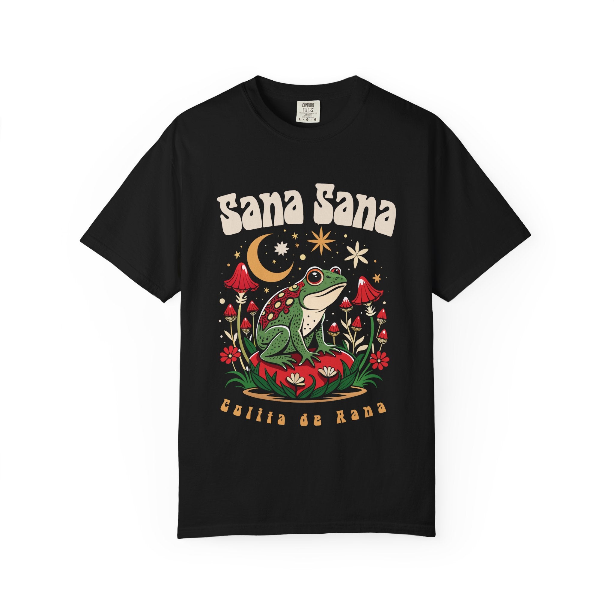 Sana Sana Colita de Rana pepper tee - vintage garment dyed frog moon Latina gift shirt