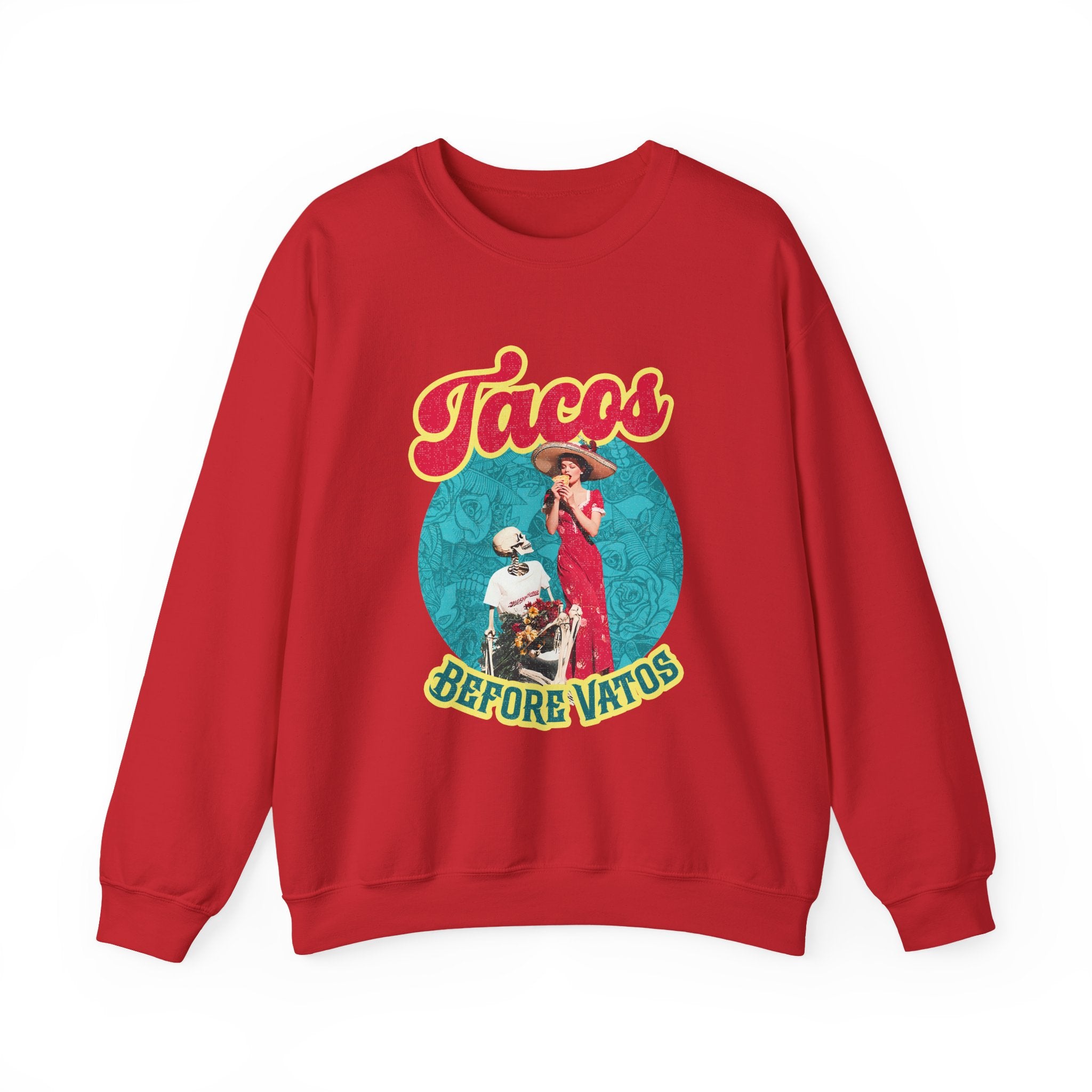 Tacos Before Vatos crewneck sweatshirt in black - vintage taco lover Latina pullover