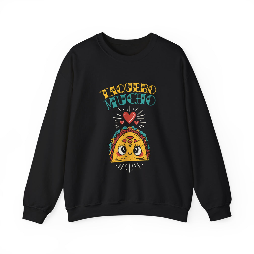 Taquero Mucho crewneck sweatshirt in black - cute taco lover Latina pullover