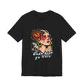 Black t-shirt featuring a vintage illustration of a crying woman with a rose and the Spanish phrase Todo Bien Ya Lloré.