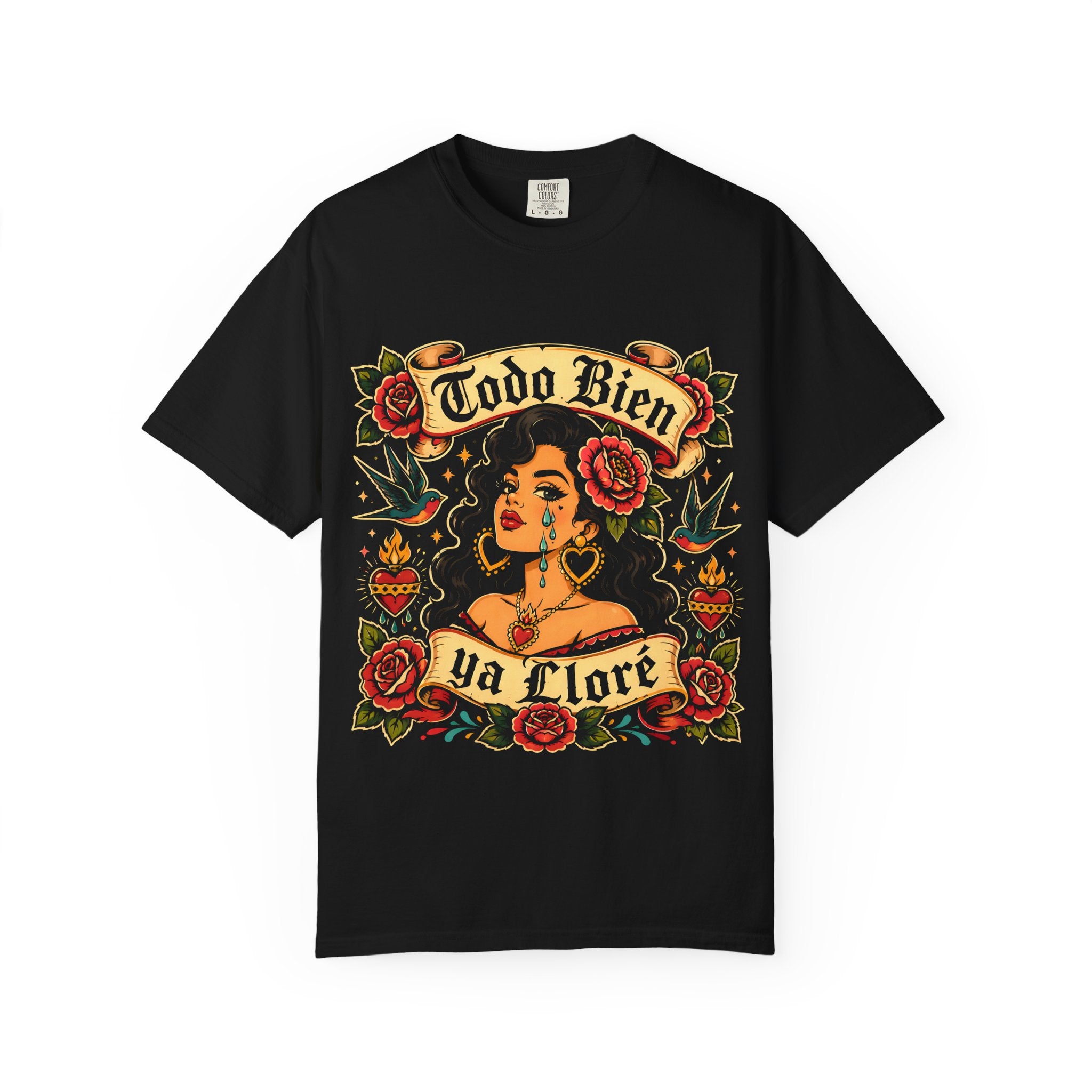 Todo Todo Bien Ya Lloré T-Shirt | Retro Floral Portrait Latina Graphic Tee