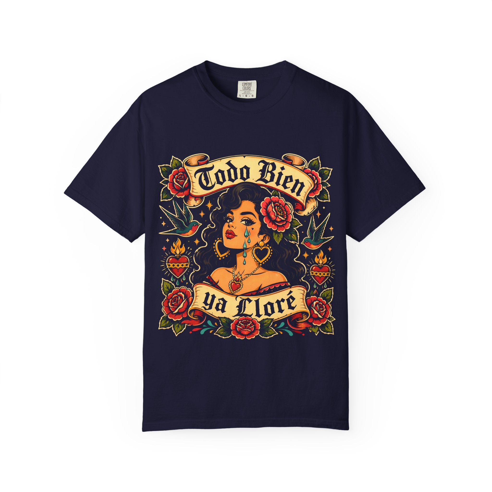 Todo Todo Bien Ya Lloré T-Shirt | Retro Floral Portrait Latina Graphic Tee