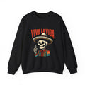 Viva La Vida crewneck sweatshirt black - Day of Dead skull sombrero serape Latina pullover