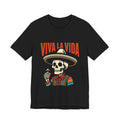 Viva La Vida t-shirt black - Day of Dead skull sombrero serape Latina graphic tee